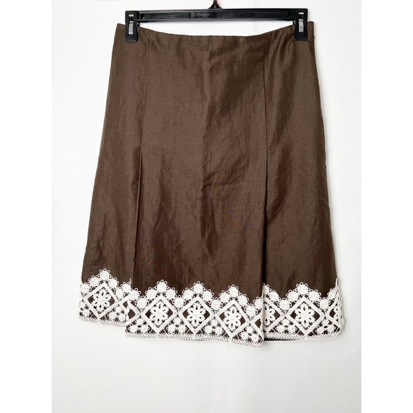 Ann Taylor Loft Women's Brown Embroidered Pencil Skirt - Picture 1 of 4